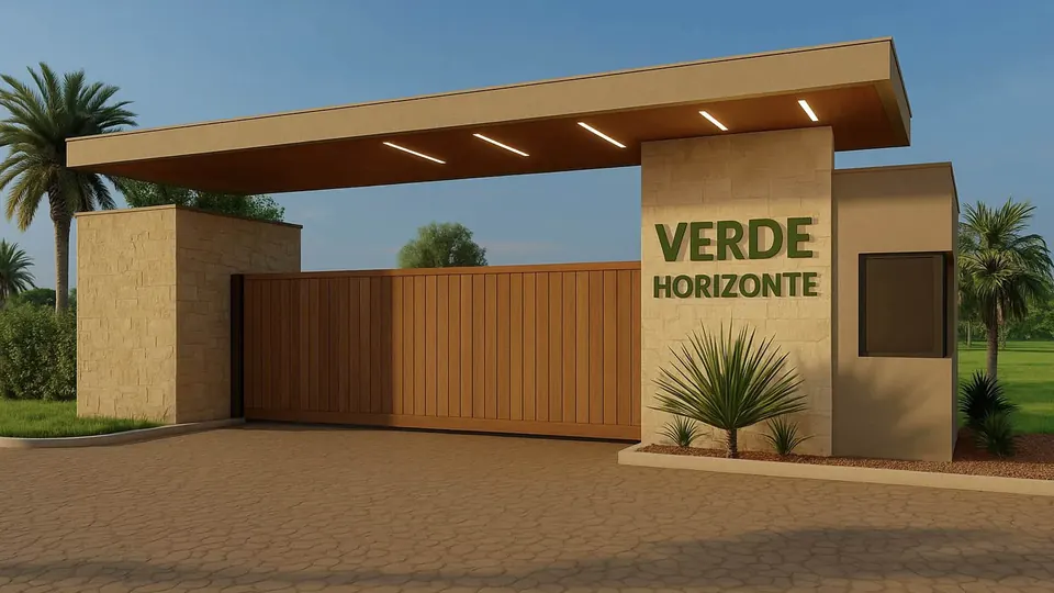 Propuesta visual del portón de acceso a Verde Horizonte